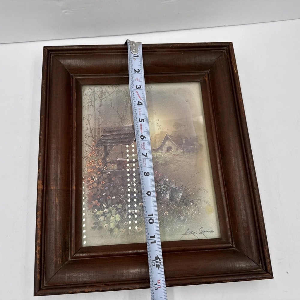 Vintage Andres Orpinas Lithograph Print Litho Wishing Well Framed 13x11 - Picture 4 of 7
